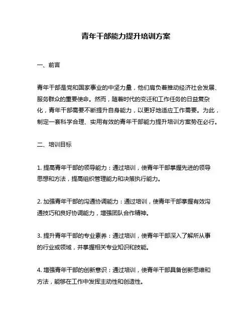 青年干部能力提升培训方案