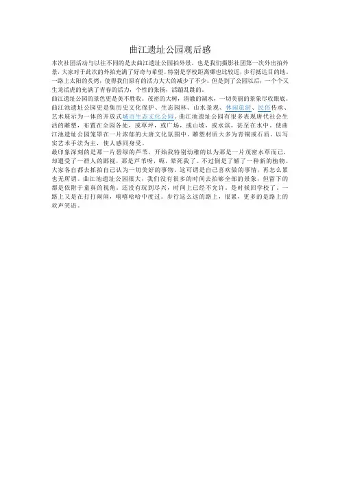 曲江遗址公园观后感