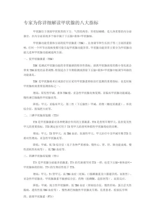 专家为你详细解读甲状腺的八大指标