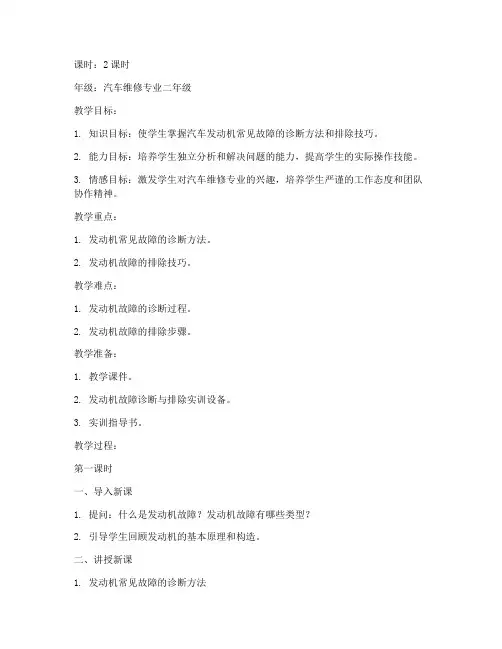 汽修类优质课教案模板范文