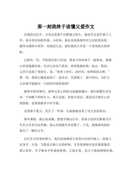 那一刻我终于读懂父爱作文