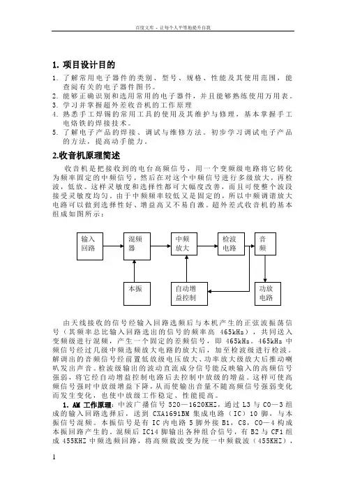 HX203AMFM收音机的组装与调试报告
