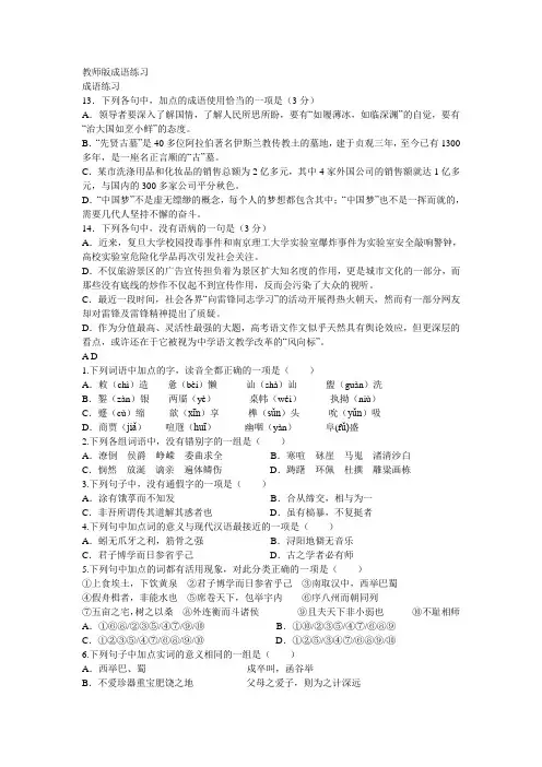 教师版成语练习