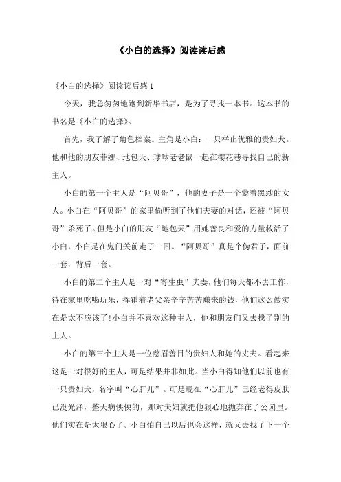 《小白的选择》阅读读后感