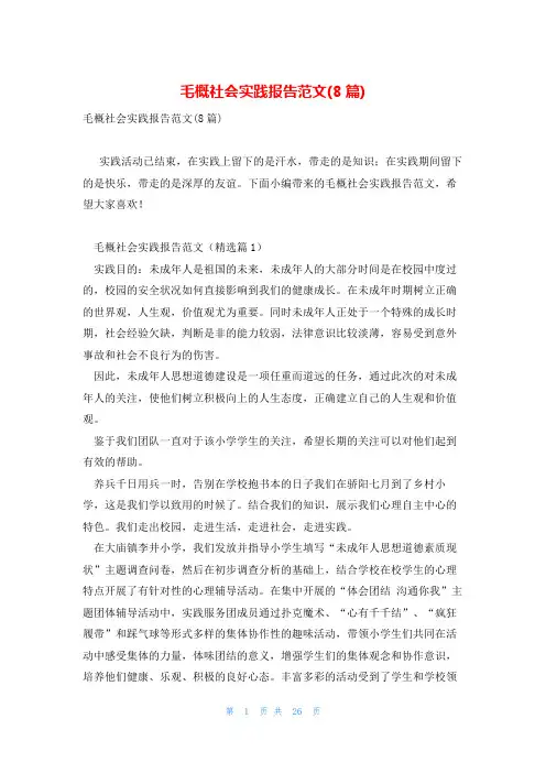 毛概社会实践报告范文(8篇)