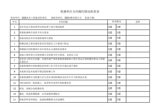 水利工程合同履约情况检查表
