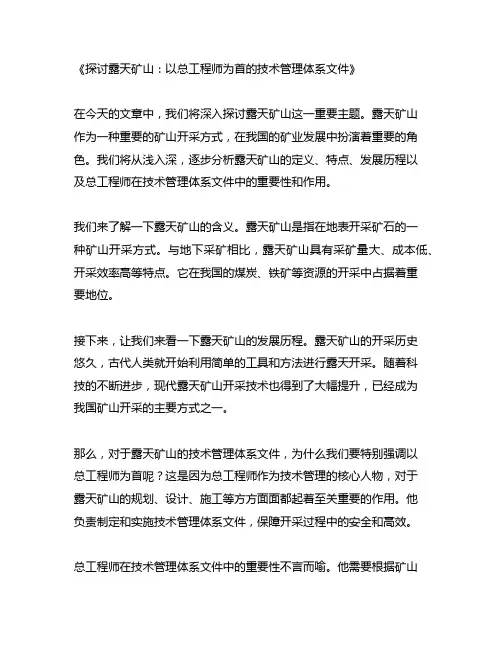 露天矿山 以总工程师为首的技术管理体系文件