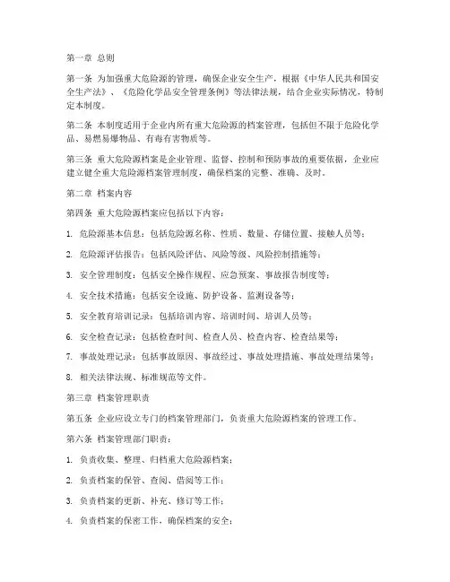 重大危险源档案管理制度
