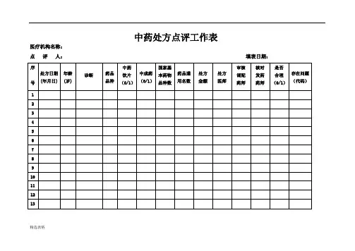 中药处方点评工作表