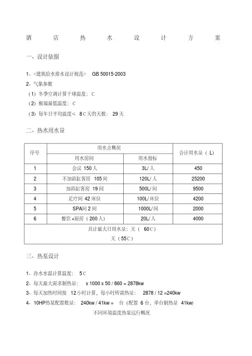 酒店热水设计方案