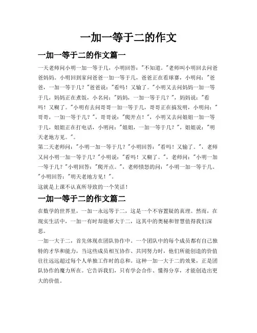 一加一等于二的作文