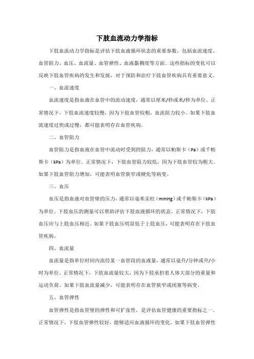 下肢血流动力学指标