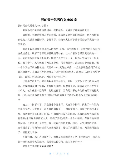 我的天空优秀作文600字