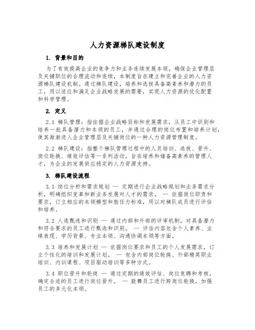 人力资源梯队建设制度