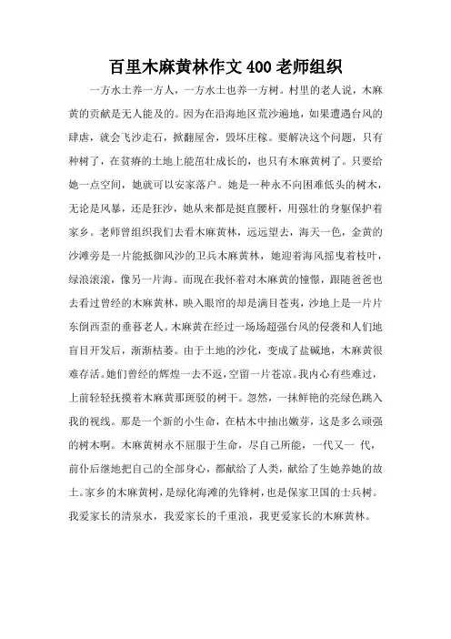 百里木麻黄林作文400老师组织