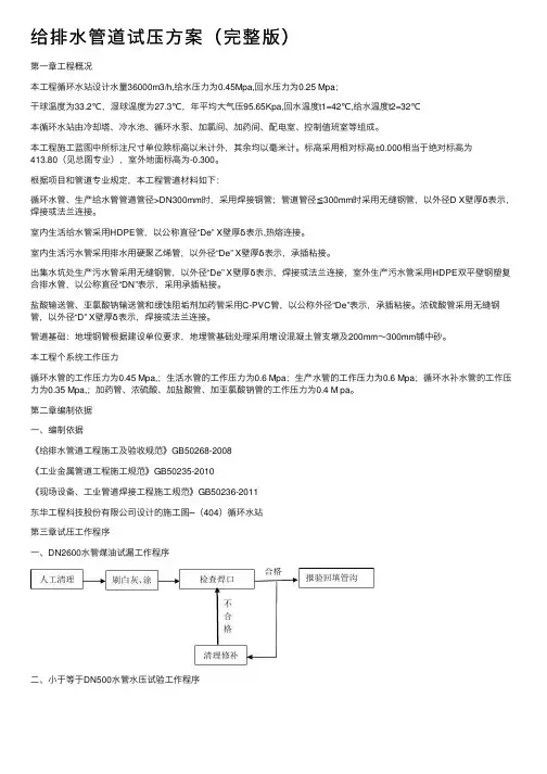 给排水管道试压方案（完整版）