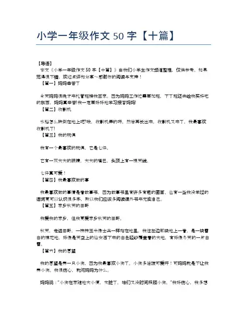 小学一年级作文50字【十篇】