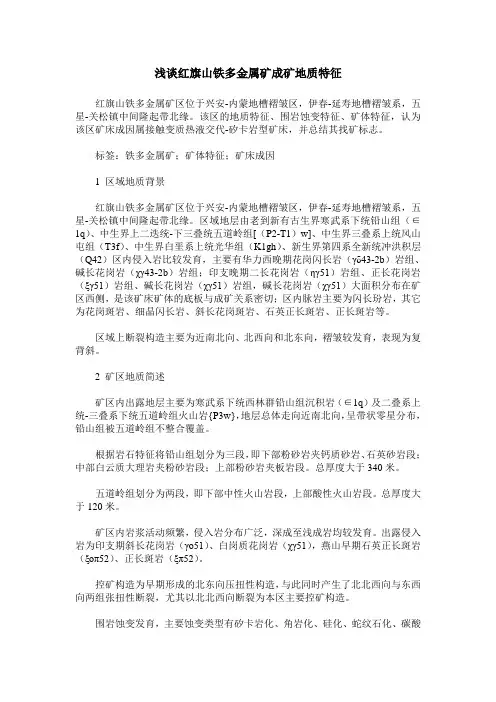 浅谈红旗山铁多金属矿成矿地质特征