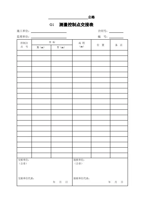 测量及其他用表(G表)样表