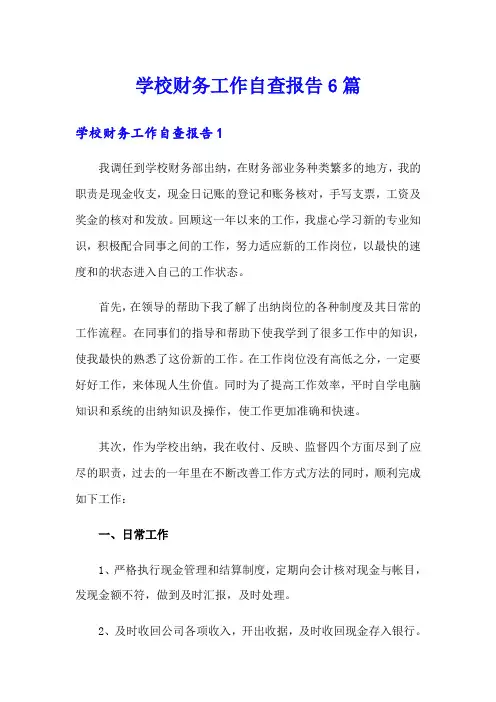 学校财务工作自查报告6篇