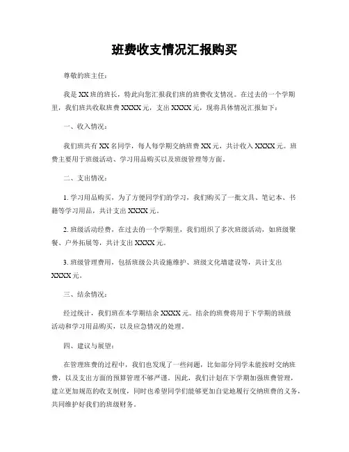 班费收支情况汇报购买