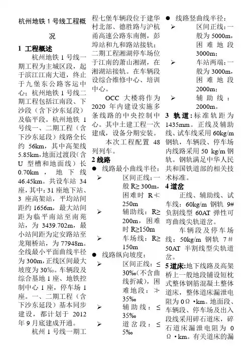 杭州地铁1号线工程概况
