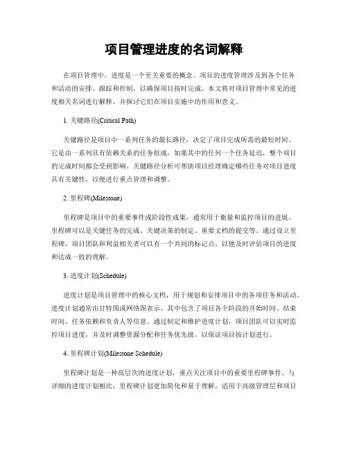 项目管理进度的名词解释