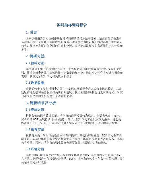 滨州抽样调研报告