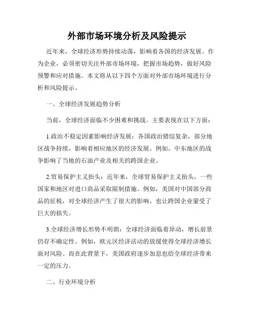 外部市场环境分析及风险提示