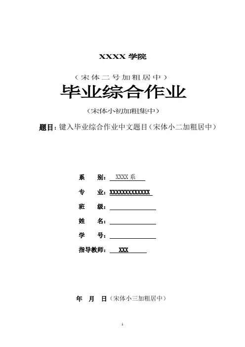 毕业综合大作业格式