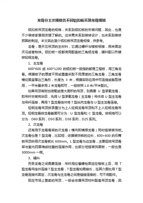龙骨分主次规格各不同铝扣板吊顶龙骨规格