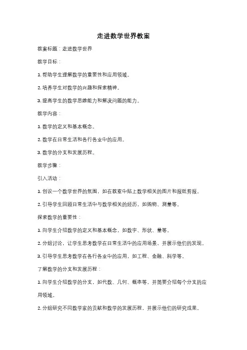 走进数学世界教案