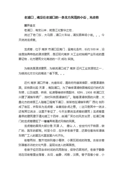 老浦口，淹没在老浦口的一条北方风情的小街，龙虎巷