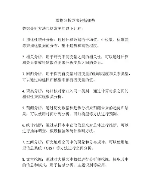 数据分析方法包括哪些