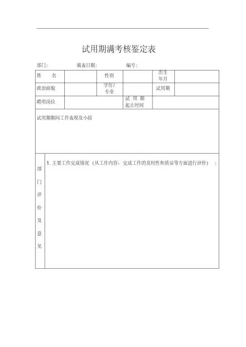 试用期满考核鉴定表-模板