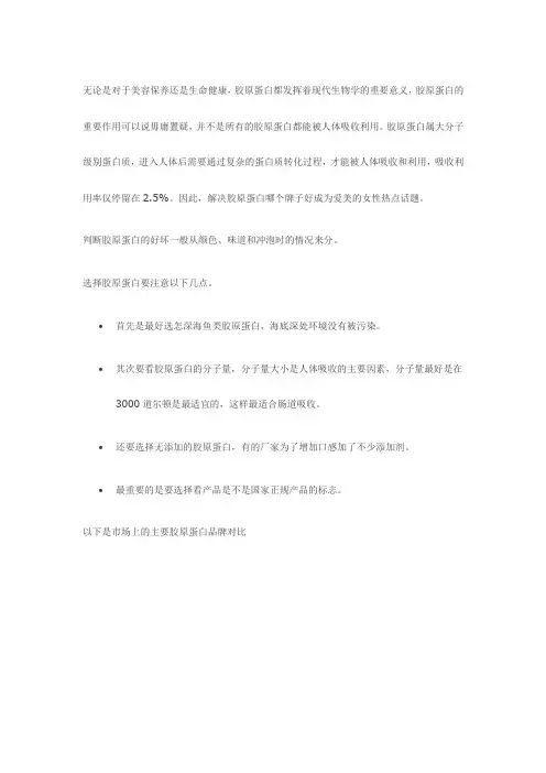 选购胶原蛋白的注意事项