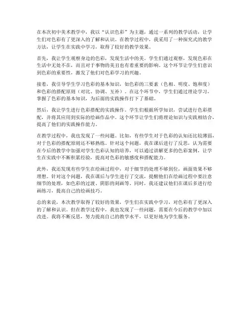 美术教案初中教学小结反思