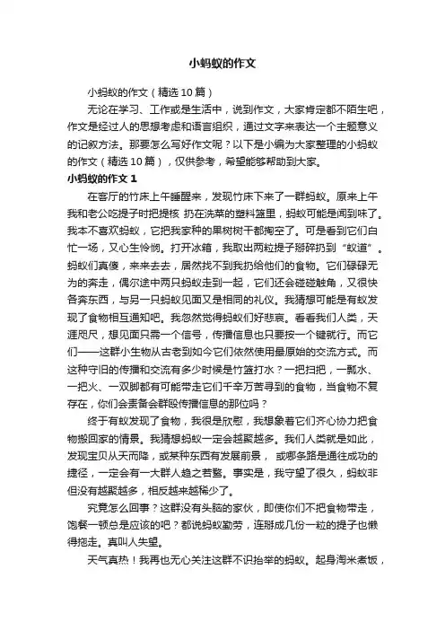 小蚂蚁的作文（精选10篇）