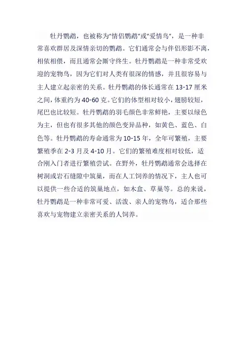 牡丹鹦鹉简介