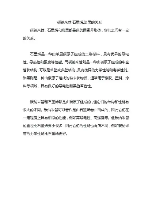 碳纳米管,石墨烯,炭黑的关系