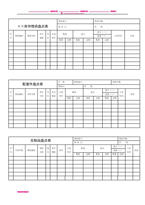存货盘点表格
