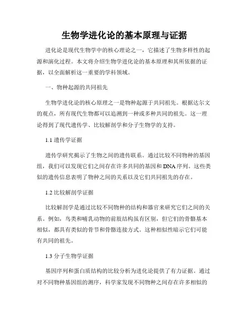 生物学进化论的基本原理与证据