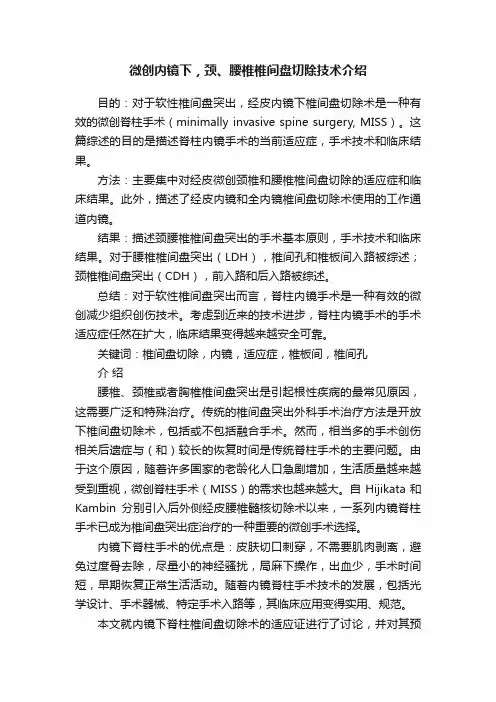 微创内镜下，颈、腰椎椎间盘切除技术介绍