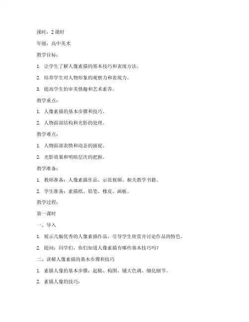 素描人像指导教案设计模板