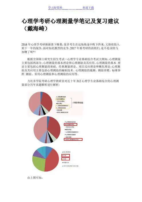 心理学考研心理测量学笔记及复习建议(戴海崎)