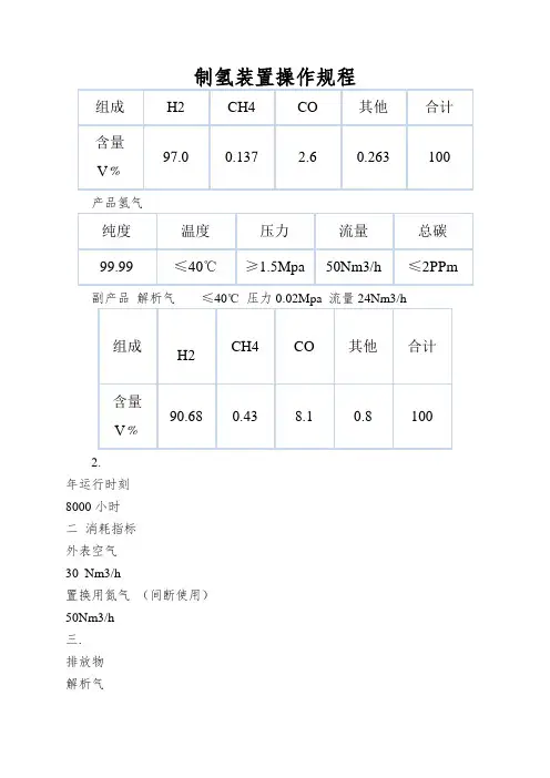制氢装置操作规程