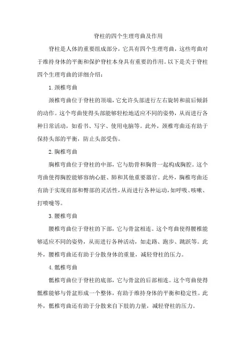 脊柱的四个生理弯曲及作用