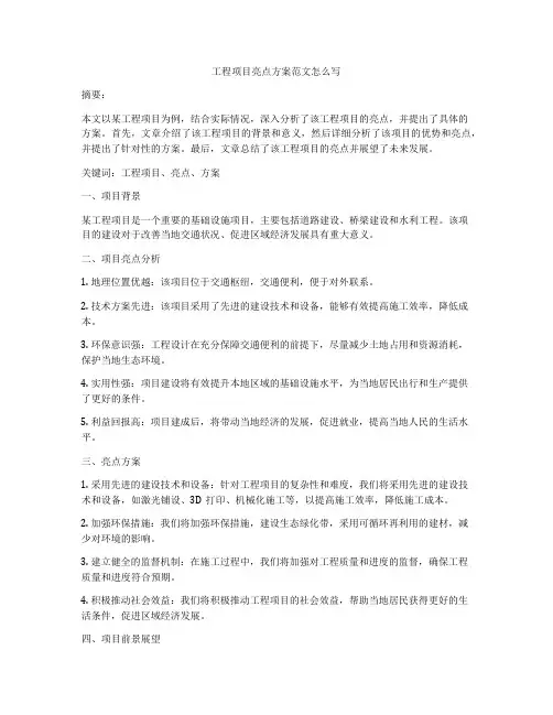 工程项目亮点方案范文怎么写