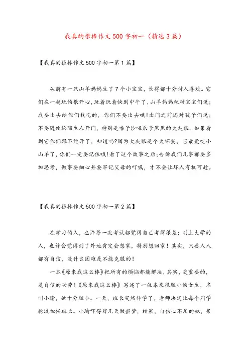 我真的很棒作文500字初一(精选3篇)