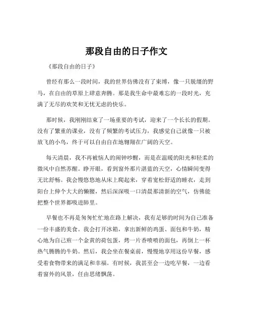 那段自由的日子作文